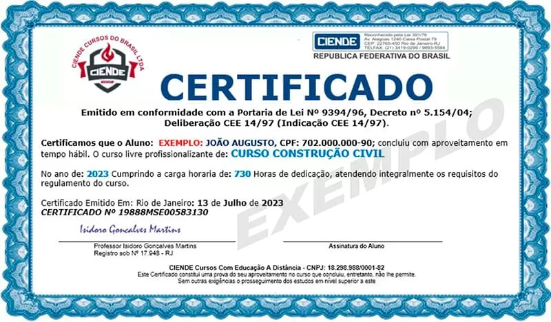 Certificado Grátis Construção Civil